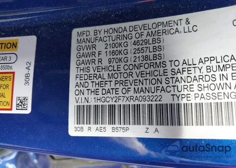 2024 Honda Accord Hybrid Sport-L from USA, damaged, VIN 1HGCY2F7XRA093222